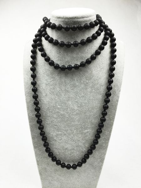 st0312 black necklace long size matte black onyx necklace making 60 inches knotted necklace for women mala jewelry, Silver 
st0312 black necklace long size matte black onyx necklace making 60 inches knotted necklace for women mala jewelry, Silver
