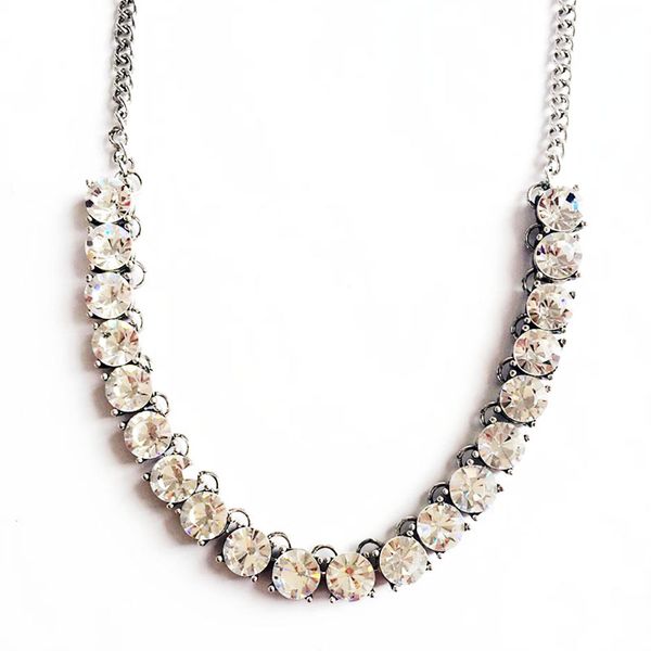 new simple single row crystal glass stone necklace, collar statement sweet wholesale jewelry for women, party necklace, Silver 
new simple single row crystal glass stone necklace, collar statement sweet wholesale jewelry for women, party necklace, Silver