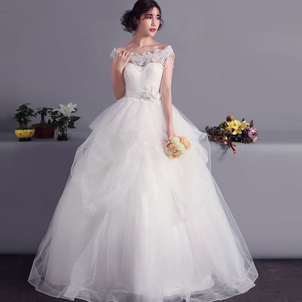 scoop neck tulle organza ball gown wedding dress with pearls 2017 lace appliques neck bridal gowns lace up, White
scoop neck tulle organza ball gown wedding dress with pearls 2017 lace appliques neck bridal gowns lace up, White