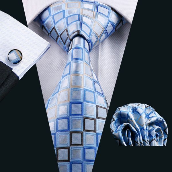 

модные аксессуары новая сетка для мужчин печатный клетчатый узор повседневная галстук сине-белого цвета плетеные галстуки n-1128, Black;blue