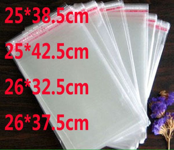 200pcs Lot Self Adhesive Seal Poly Bag Opp Packaging Clear Plastic Package Bag 25x38.5cm 25x42.5cm 26x32.5cm 26x37.5cm Big Size Packing Bags