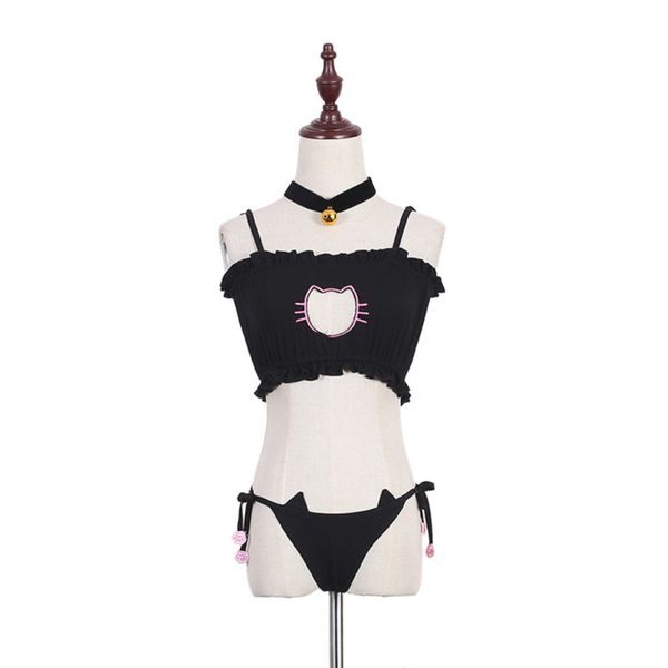 wholesale-cosplay kawaii lingerie set cat embroidery bra briefs bell choker collar women underwear, Black
wholesale-cosplay kawaii lingerie set cat embroidery bra briefs bell choker collar women underwear, Black