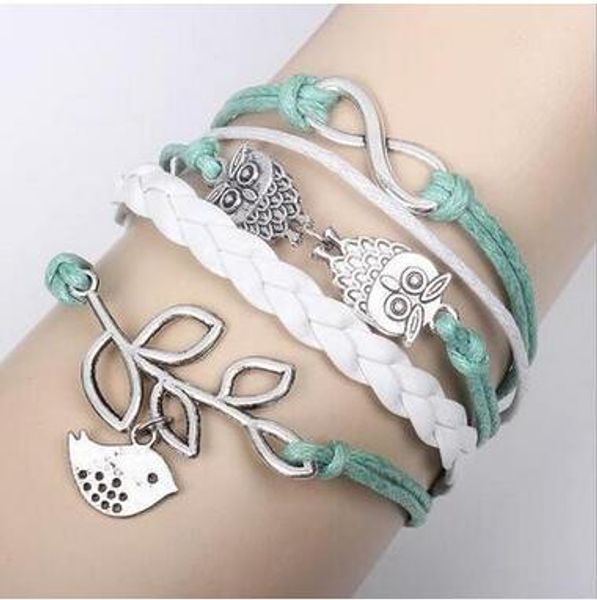 owls lucky branch leaf lovely bird charm bracelet silver leather bracelet silver charm bracelets for women vintage bangle jewelry, Golden;silver
owls lucky branch leaf lovely bird charm bracelet silver leather bracelet silver charm bracelets for women vintage bangle jewelry, Golden;silver