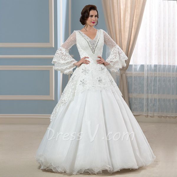 2018 Luxury Muslim Long Sleeves Lace Wedding Dresses Vintage Euro Style Real Photo V-neck Crystal Beaded Top Elegant Bridal Gowns
2018 Luxury Muslim Long Sleeves Lace Wedding Dresses Vintage Euro Style Real Photo V-neck Crystal Beaded Top Elegant Bridal Gowns