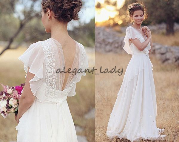 Bohemian hippie Wedding Dresses Pearls Deep V Neck Backless Bridal Dresses Flower Beading Sheer Sleeve Pleats Chiffon Wedding Dresses
Bohemian hippie Wedding Dresses Pearls Deep V Neck Backless Bridal Dresses Flower Beading Sheer Sleeve Pleats Chiffon Wedding Dresses