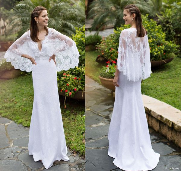simple lace wedding dresses with cloak v neck bridal gown cape boho garden country wedding gown vestido de noiva robe de mariee, White
simple lace wedding dresses with cloak v neck bridal gown cape boho garden country wedding gown vestido de noiva robe de mariee, White