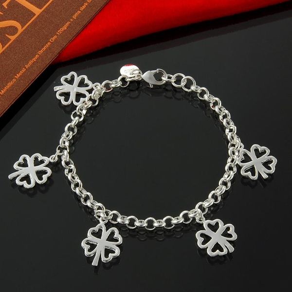 factory direct wholesale 925 sterling silver 5 hanging clover bracelet silver jewelry, Black
factory direct wholesale 925 sterling silver 5 hanging clover bracelet silver jewelry, Black