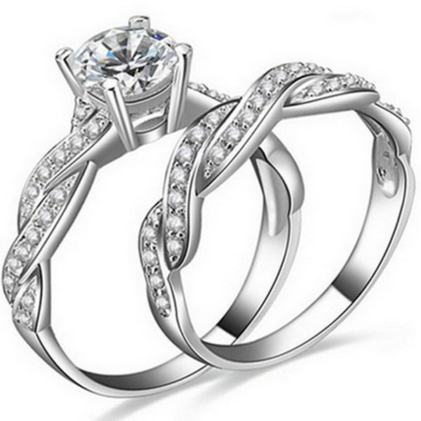 Size 3-12 Sterling Silver Wedding Engagement Ring 2-in-1 Set Pair Rhodium Platinum White Gold Plated Promise Anniversary Mother Wife Gifts
Size 3-12 Sterling Silver Wedding Engagement Ring 2-in-1 Set Pair Rhodium Platinum White Gold Plated Promise Anniversary Mother Wife Gifts