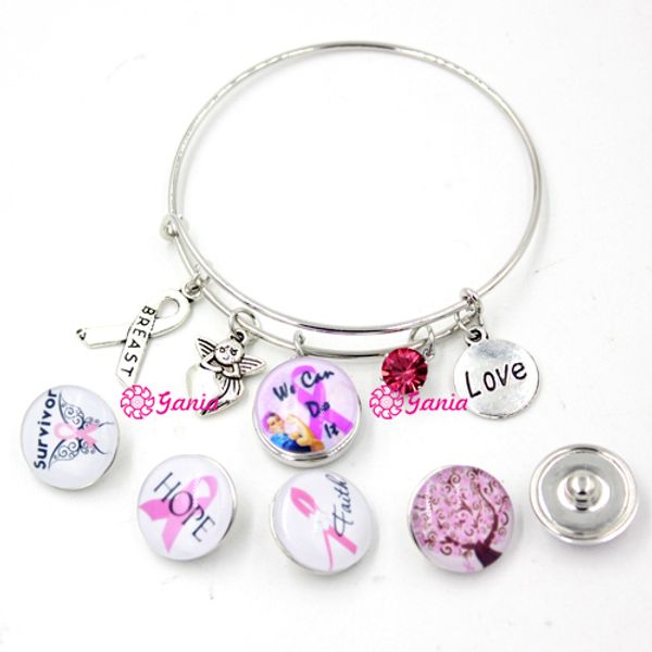 1pc bracelet 6pcs buttons interchangeable jewelry style breast cancer awareness pink ribbon expandable wire snap bangles bracelets for women, Golden;silver
1pc bracelet 6pcs buttons interchangeable jewelry style breast cancer awareness pink ribbon expandable wire snap bangles bracelets for women, Golden;silver