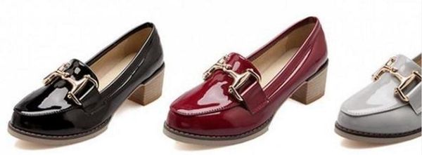 2016 spring new bright grey patent leather shoes with british style retro with coarse with women's shoe work, Black
2016 spring new bright grey patent leather shoes with british style retro with coarse with women's shoe work, Black