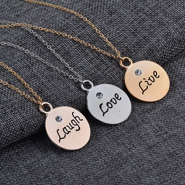 wholesale vintage friend lucky statement live love laugh simple pendant necklace fashion jewelry ing, Silver
wholesale vintage friend lucky statement live love laugh simple pendant necklace fashion jewelry ing, Silver