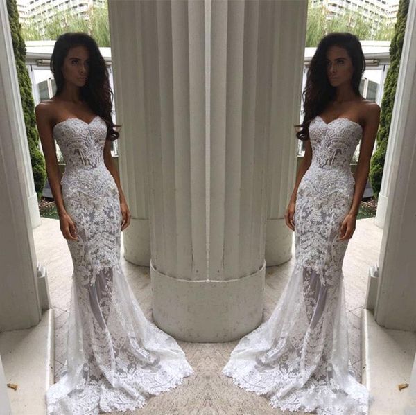 2017 new mermaid wedding dresses sweetheart white lace appliques beaded sweeptrain sheer illusion plus size formal bridal gowns
2017 new mermaid wedding dresses sweetheart white lace appliques beaded sweeptrain sheer illusion plus size formal bridal gowns