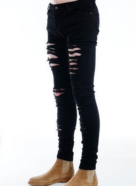 men's jeans ripped jeans for men skinny distressed slim designer biker hip hop swag black slim pants, Blue
men's jeans ripped jeans for men skinny distressed slim designer biker hip hop swag black slim pants, Blue