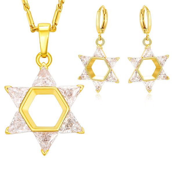 New Hot Crystal Star Of David Jewelry Set For Women Men Gold Color Cubic Zirconia Magen Necklace Set Jewish Jewelry
New Hot Crystal Star Of David Jewelry Set For Women Men Gold Color Cubic Zirconia Magen Necklace Set Jewish Jewelry