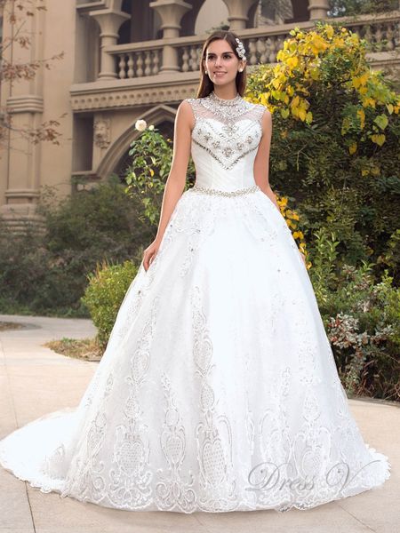 2019 Fabulous Ball Gown Wedding Dresses High Neck Crystal Beaded Appliques Lace-up Brush Train Bridal Gown Custom Made Vestidos De Noiva
2019 Fabulous Ball Gown Wedding Dresses High Neck Crystal Beaded Appliques Lace-up Brush Train Bridal Gown Custom Made Vestidos De Noiva