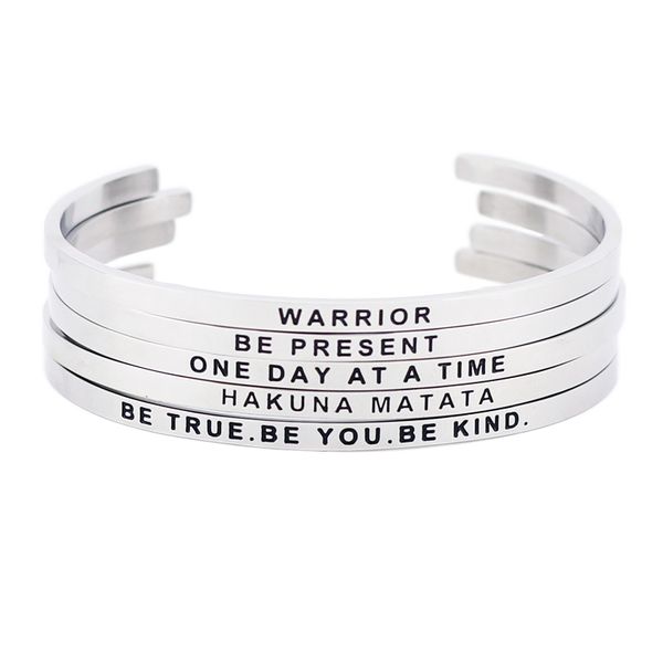 new style stainless steel engraved positive inspirational quote cuff bracelet mantra bangle bracelet for women gift silver, Black
new style stainless steel engraved positive inspirational quote cuff bracelet mantra bangle bracelet for women gift silver, Black