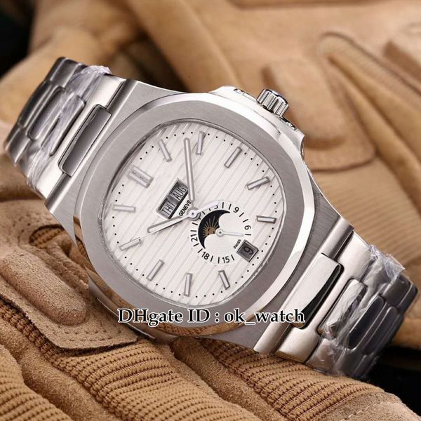 new sport nautilus 5726/1a-010 automatic men's watch 41mm silver case white dial moon phase gents fashion sport watches, Slivery;brown
new sport nautilus 5726/1a-010 automatic men's watch 41mm silver case white dial moon phase gents fashion sport watches, Slivery;brown
