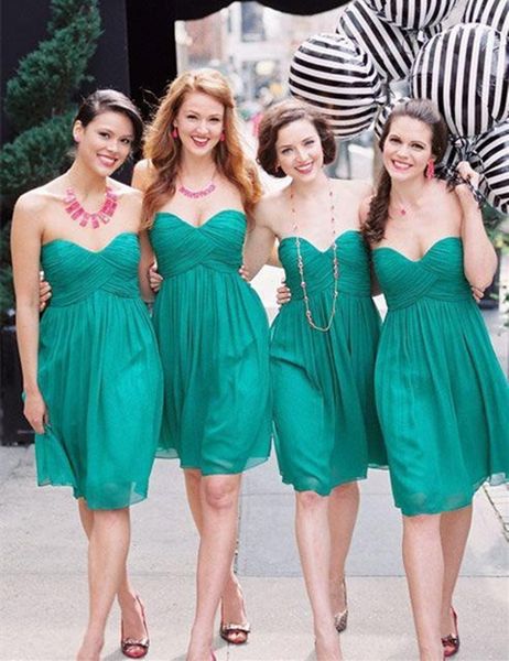 new short bridesmaid dresses sweetheart pleated chiffon knee length simple style girls party gowns vestido de festa, White;pink
new short bridesmaid dresses sweetheart pleated chiffon knee length simple style girls party gowns vestido de festa, White;pink