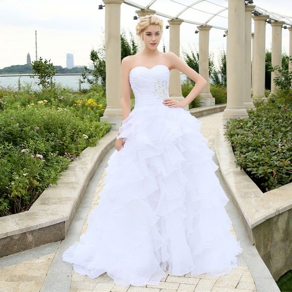 2020 fashion A-line Ivory White Ruffles Beading Sweetheart Organza Wedding Dress Court Train Custom Made beach Bridal Gowns dresses
2020 fashion A-line Ivory White Ruffles Beading Sweetheart Organza Wedding Dress Court Train Custom Made beach Bridal Gowns dresses