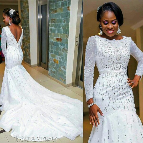 vestido de noiva 2018 sheer backless mermaid wedding dresses new arrivals long sleeves lace sweep train vintage bridal gowns, White
vestido de noiva 2018 sheer backless mermaid wedding dresses new arrivals long sleeves lace sweep train vintage bridal gowns, White