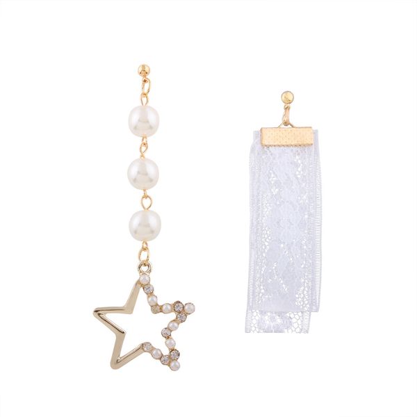 imitation pearl five - pointed star tidal current earrings long eardrop lace ribbon asymmetric earrings 2018 fashion accessories, Silver
imitation pearl five - pointed star tidal current earrings long eardrop lace ribbon asymmetric earrings 2018 fashion accessories, Silver