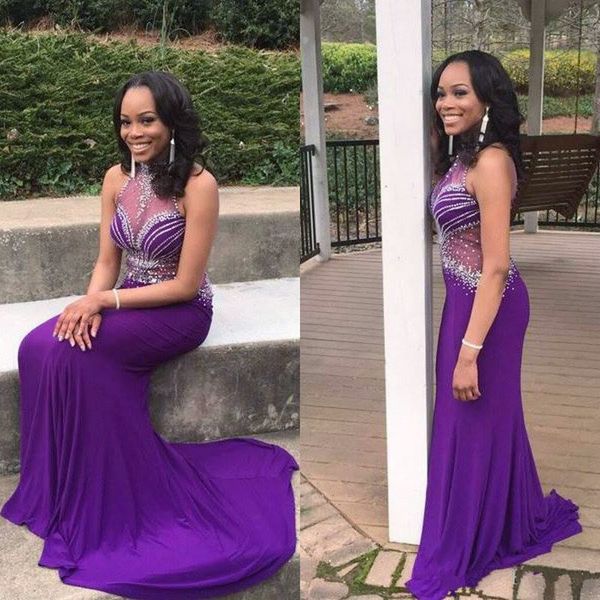 2017 purple halter neck mermaid evening dresses beaded sequins backless prom party gowns sweep train, Black;red
2017 purple halter neck mermaid evening dresses beaded sequins backless prom party gowns sweep train, Black;red
