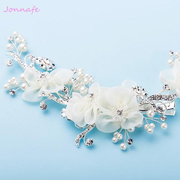 beijia Elegant Ivory Flora Bridal Hair Vine Clip Silver Wedding Hair Accessories Jewelry Pearls Women Headpiece