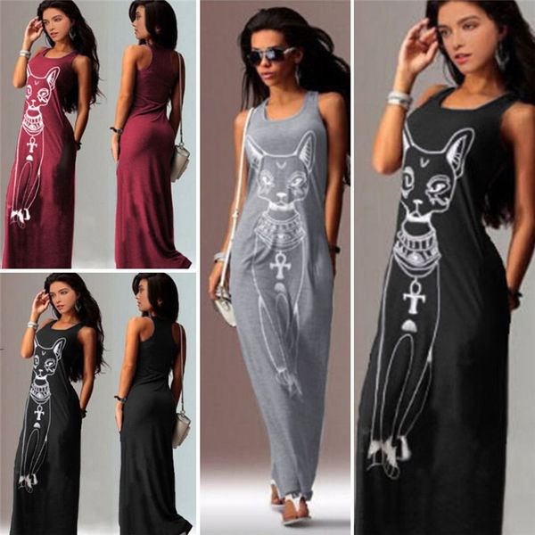 evening party dresses women 2016 summer dress vestidos wine red black cartoon cat print boho long maxi beach dresses, Black;gray
evening party dresses women 2016 summer dress vestidos wine red black cartoon cat print boho long maxi beach dresses, Black;gray