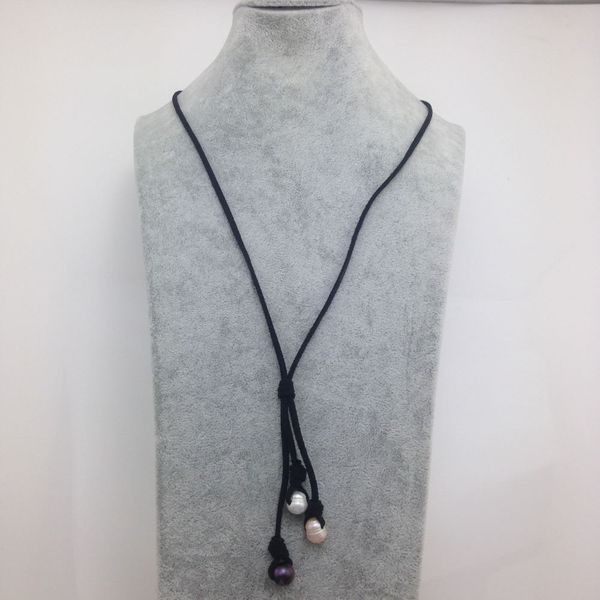 black strand three freshwather pearl dangling necklace with adjustable shape chunky jewelry, 26 inch, Silver
black strand three freshwather pearl dangling necklace with adjustable shape chunky jewelry, 26 inch, Silver