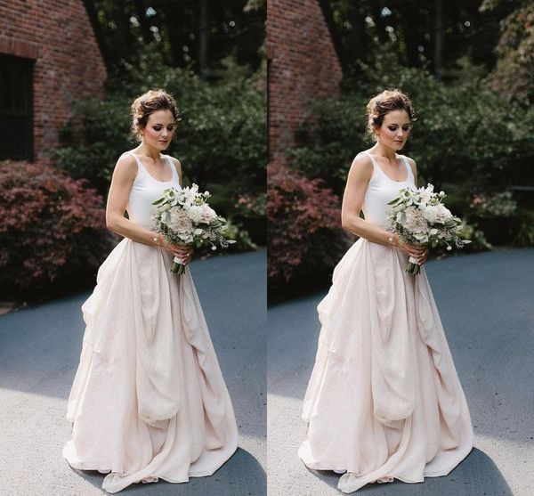 White and Blush Wedding Dresses Bohemian Scoop Ruffles Chiffon 2016 Simple New Beach Bridal Gowns Romantic Custom Made Floor length
White and Blush Wedding Dresses Bohemian Scoop Ruffles Chiffon 2016 Simple New Beach Bridal Gowns Romantic Custom Made Floor length