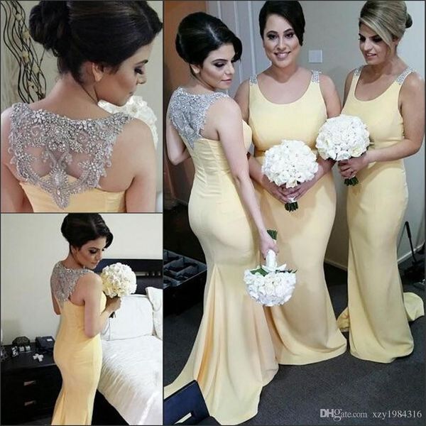 light yellow mermaid bridesmaid dresses 2018 elegant beaded back crystals sparkly wedding guest dress custom made satin bridesmaids dresses, White;pink
light yellow mermaid bridesmaid dresses 2018 elegant beaded back crystals sparkly wedding guest dress custom made satin bridesmaids dresses, White;pink