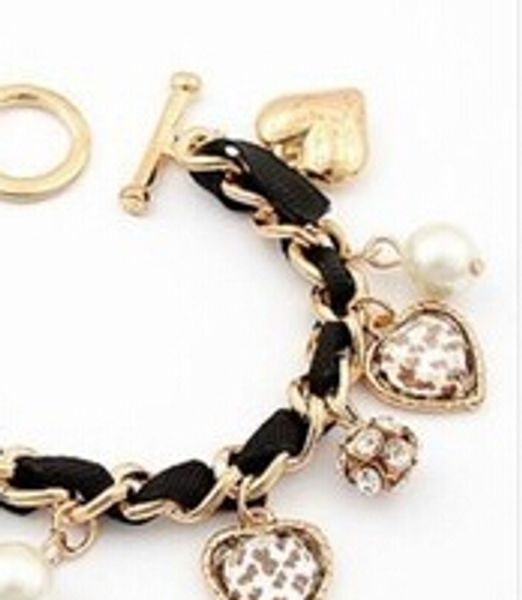 heart leopard pearls bracelet fpr women fashion vintage charm bracelets bangles statement jewelry christmas gift wholesale dhl, Black
heart leopard pearls bracelet fpr women fashion vintage charm bracelets bangles statement jewelry christmas gift wholesale dhl, Black