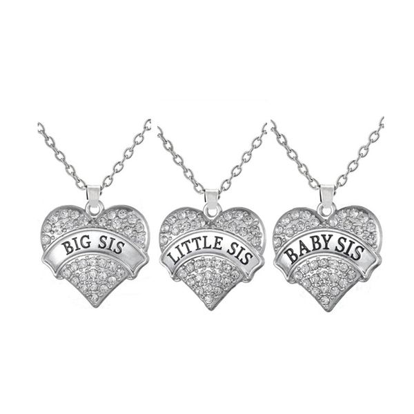 set of 3 big sis little sis baby sis crystal heart pendant necklace nature for three sisters handmade jewelry, Silver
set of 3 big sis little sis baby sis crystal heart pendant necklace nature for three sisters handmade jewelry, Silver