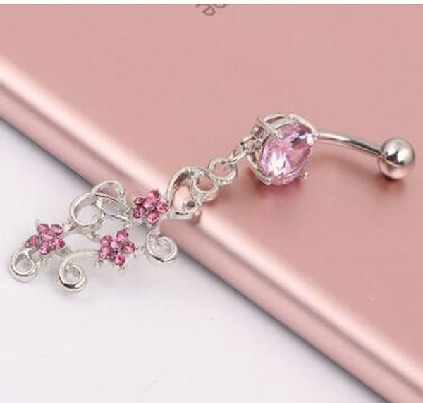 2016 new arrival pink clear belly rings navel rings body jewelry high grade zircon hollow plum rhinestone pendant navel navel ring ship, Silver
2016 new arrival pink clear belly rings navel rings body jewelry high grade zircon hollow plum rhinestone pendant navel navel ring ship, Silver