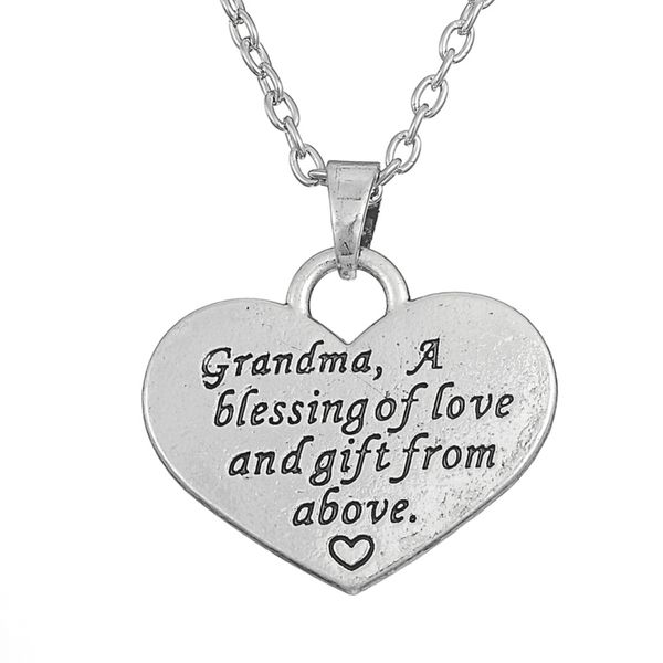 love family quote grandma a blessing of love and gift from above heart pendant necklace, Silver
love family quote grandma a blessing of love and gift from above heart pendant necklace, Silver