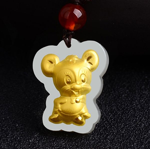 gold inlaid jade chinese zodiac talisman necklace and pendant (mouse), Silver
gold inlaid jade chinese zodiac talisman necklace and pendant (mouse), Silver