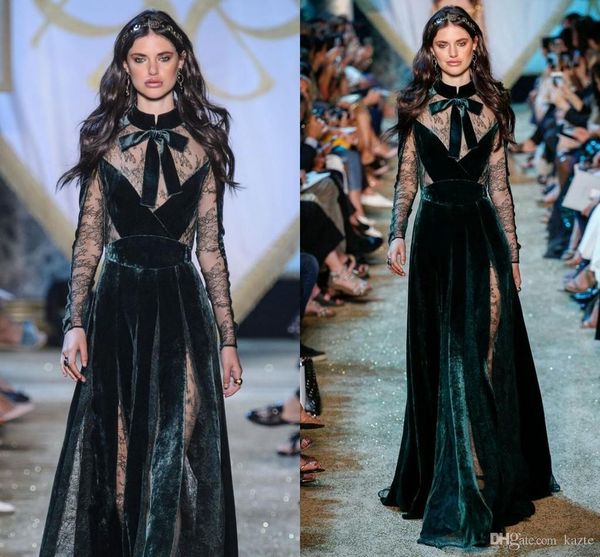 2018 elie saab long sleeve evening pageant dresses emerald hunter lace velvet high neck bow dubai arabic prom gowns plus size, Black;red
2018 elie saab long sleeve evening pageant dresses emerald hunter lace velvet high neck bow dubai arabic prom gowns plus size, Black;red