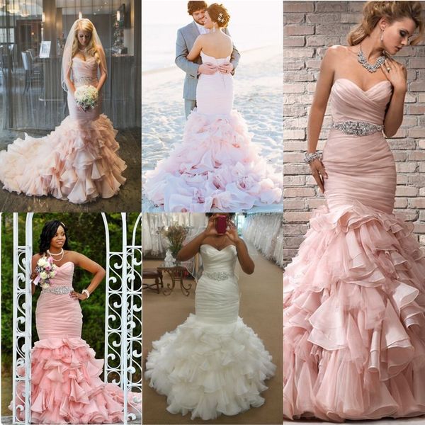 romantic blush pink wedding dresses pleated ruffles meramid chapel train crystal sash garden bridal dresses 2016 lace up wedding gowns, White
romantic blush pink wedding dresses pleated ruffles meramid chapel train crystal sash garden bridal dresses 2016 lace up wedding gowns, White