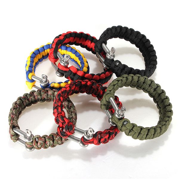 6 colors self-rescue adjustable paracord survival bracelet 7 strand handmade weave parachute w/ cord shackle buckle bracelets, Golden;silver
6 colors self-rescue adjustable paracord survival bracelet 7 strand handmade weave parachute w/ cord shackle buckle bracelets, Golden;silver