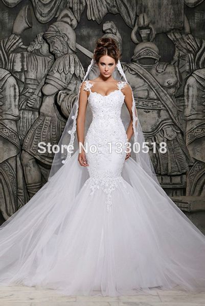 2019 Newest Strapless Tulle Mermaid Wedding Dresses With Appliques Lace Beading Backless Floor Length Bridal Gowns Custom Made 
2019 Newest Strapless Tulle Mermaid Wedding Dresses With Appliques Lace Beading Backless Floor Length Bridal Gowns Custom Made