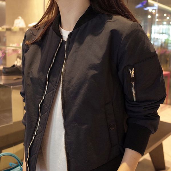 wholesale- 2016 fashion spring autumn black bomber jacket women college short jackets femme causal baseball coat 1642, Black;brown
wholesale- 2016 fashion spring autumn black bomber jacket women college short jackets femme causal baseball coat 1642, Black;brown