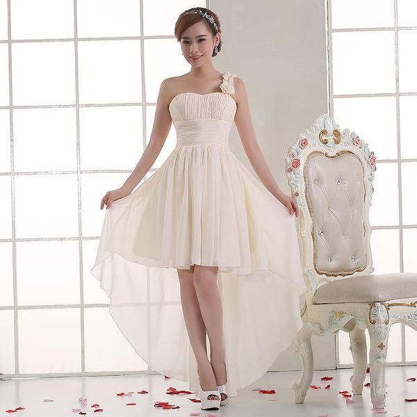 one shoulder pleated chiffon high low bridesmaid dress 2018 champagne party dress lace up fast shipping, White;pink
one shoulder pleated chiffon high low bridesmaid dress 2018 champagne party dress lace up fast shipping, White;pink