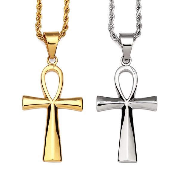 

Египетский АНК Ключ Жизни простой золотой и серебряный крест кулон ожерелье клас