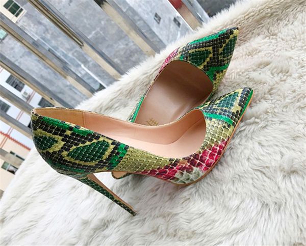 real p women fashion pumps green snake print point toe high heels thin heel boots genuine leather lady pumps, Black
real p women fashion pumps green snake print point toe high heels thin heel boots genuine leather lady pumps, Black