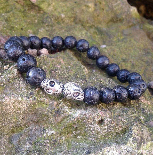 sn0429 bracelet double skull bracelet rock lava man beaded bracelet chiristmas birthday gift stone bracelet, Black
sn0429 bracelet double skull bracelet rock lava man beaded bracelet chiristmas birthday gift stone bracelet, Black
