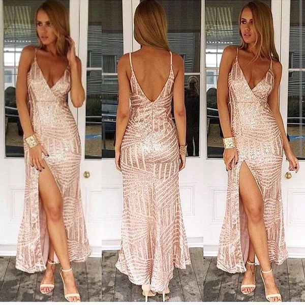 alluring long prom dresses spaghetti straps bling bling gold champagne backless v neck high side split nigh out dresses formal gowns, Black
alluring long prom dresses spaghetti straps bling bling gold champagne backless v neck high side split nigh out dresses formal gowns, Black