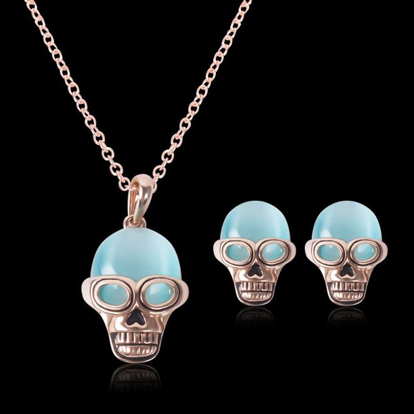necklace earrings jewelry set high grade punk fashion women blue opal 18k gold plated skull head party jewelry 2-piece set wholesale js255, Silver
necklace earrings jewelry set high grade punk fashion women blue opal 18k gold plated skull head party jewelry 2-piece set wholesale js255, Silver