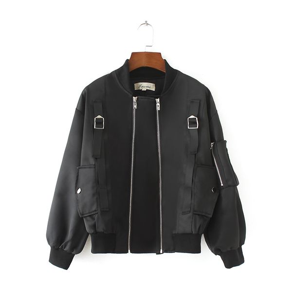 fashion black loose pockets spring jackets women solid v-neck long sleeve double zippers stand collar baseball jackets, Black;brown
fashion black loose pockets spring jackets women solid v-neck long sleeve double zippers stand collar baseball jackets, Black;brown