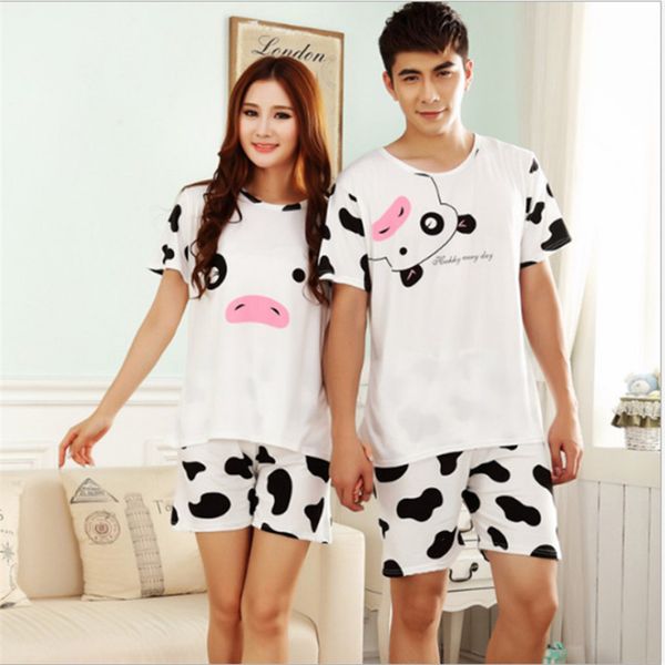 wholesale- summer short-sleeved couple costume pajamas suit men and women leisure cows homewear home clothing fashion slim nightclothes, Black;red
wholesale- summer short-sleeved couple costume pajamas suit men and women leisure cows homewear home clothing fashion slim nightclothes, Black;red