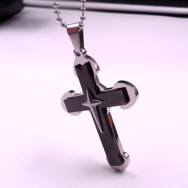 men's fashion cool black cross stainless steel pendant selectable style necklace, Silver
men's fashion cool black cross stainless steel pendant selectable style necklace, Silver